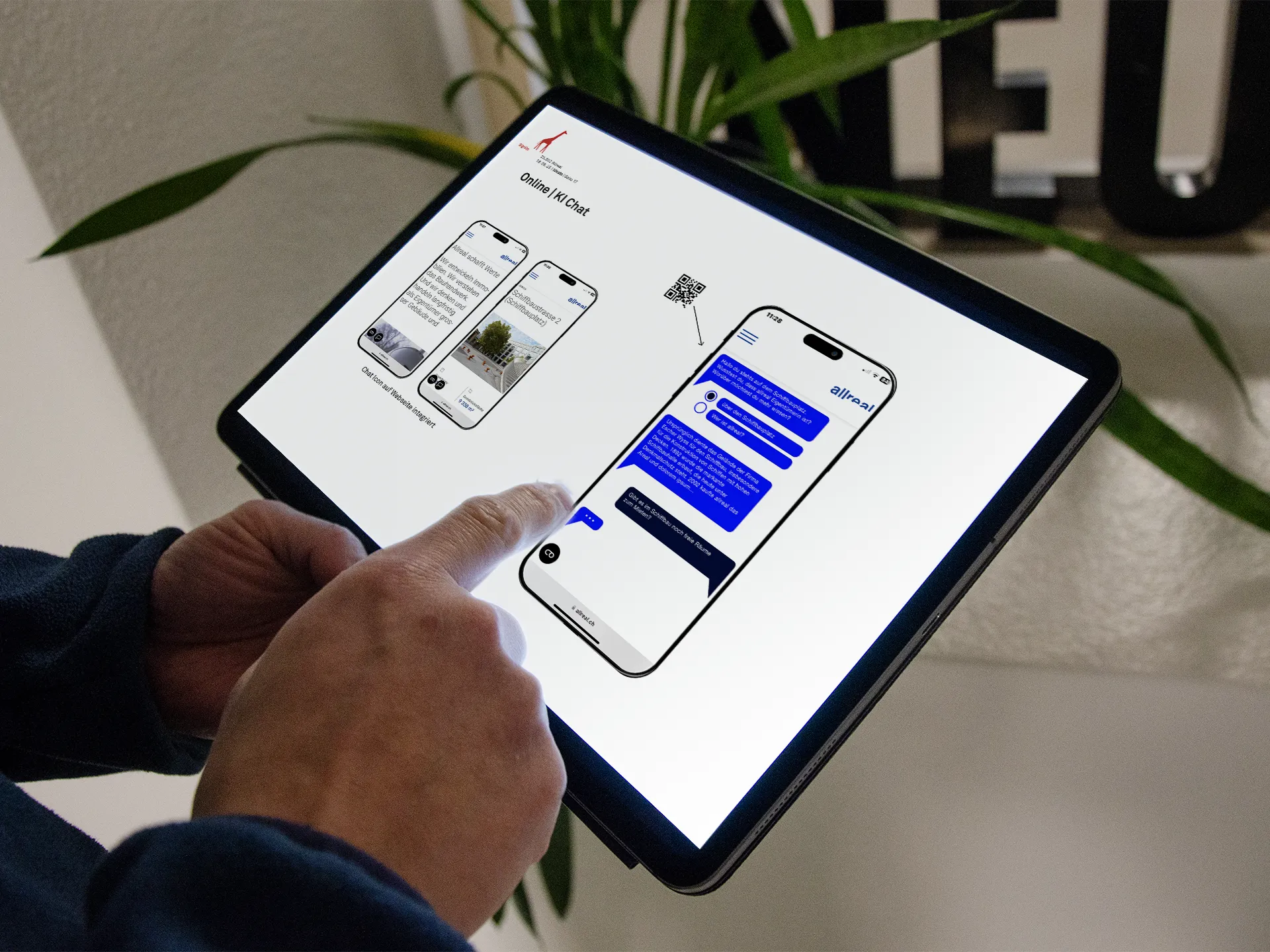 Konzept für einen KI-Chat zur Informationsvermittlung passend zur Sprechblasen-Form der Schilder